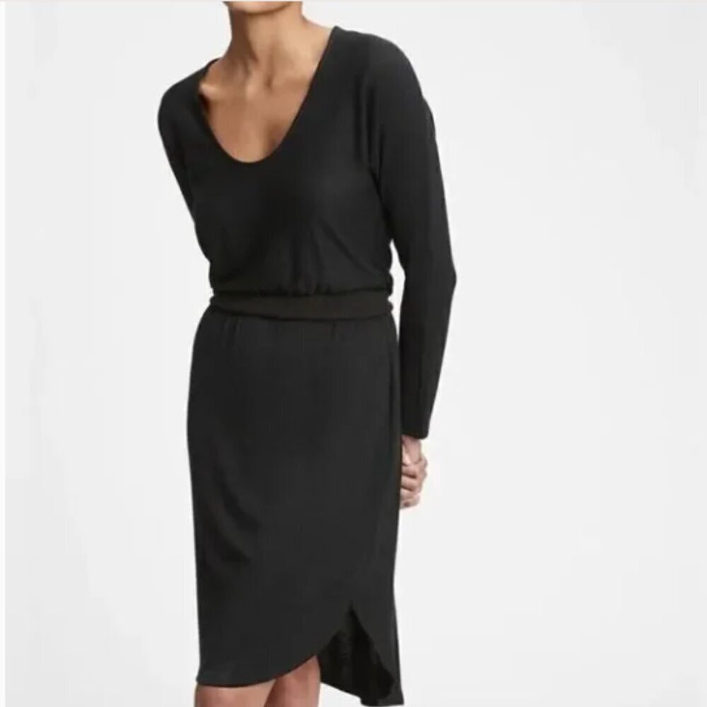 NWT Gap Softspun Sweater Dress Black Long Sleeve Banded Elastic Waist Size S‎